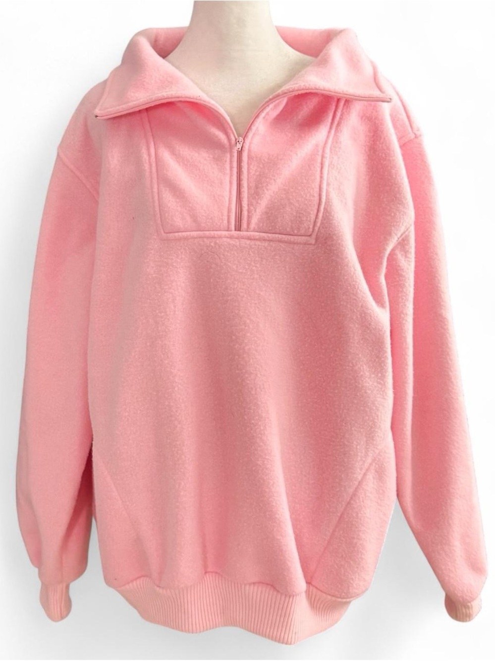 Vintage 90s Pink Fleece Quarter Zip Plus Size 44 Fits 2XL Favorites